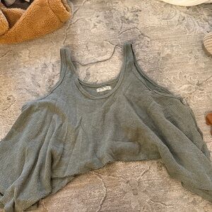 Free People Washed Sage Ribbed Cropped Tank